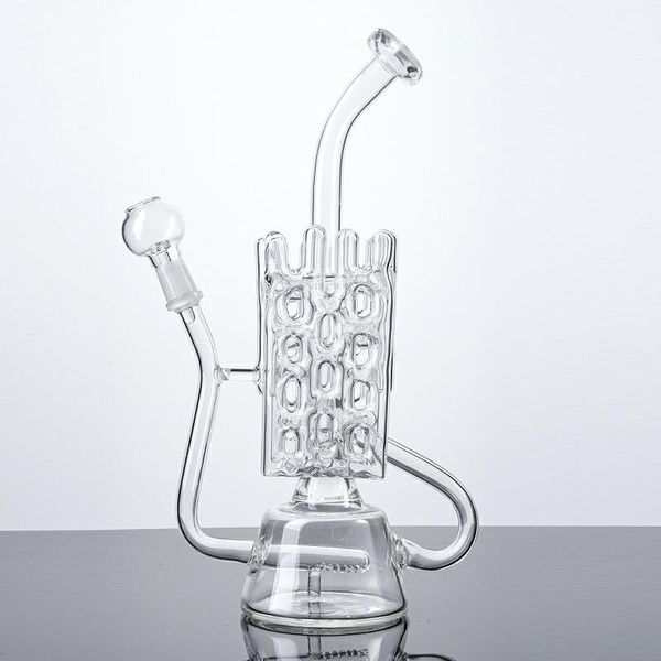 Inline Swiss Perc Recycler Rig Dab Hookahs Plate-forme pétrolière Bong en verre droit Grand clou en verre Dôme wp142 14 Joint mâle