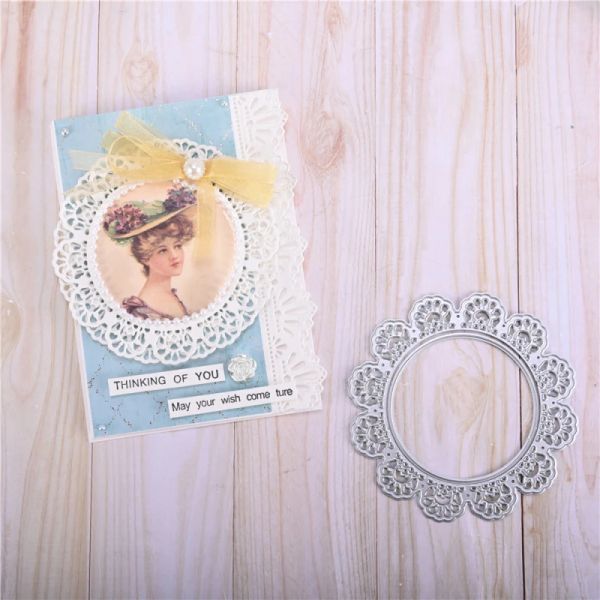 Inlovearts Circle Frame Cutting Cutting Dies Plantilla de álbum de recortes Tarjeta de papel de bricolaje Estargo decorativo Die Cut Craft Dies 2020 Nuevo