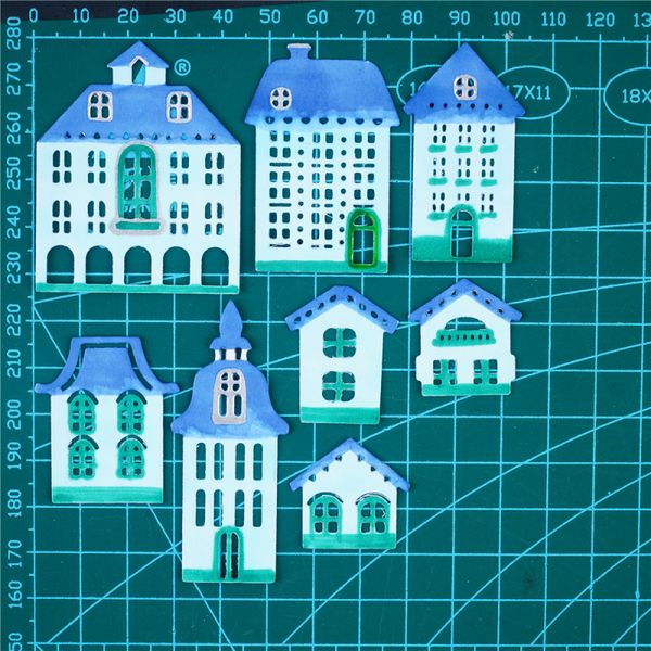 Inlovearts City Building Metal Cutting Dies Decor Card Greeting Card House Pochy Diy Scrapbook Paper Photo Album Craft Template Die