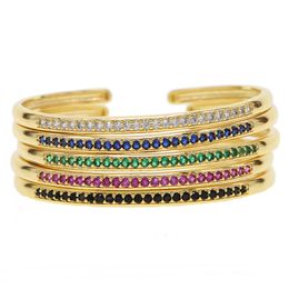 innerlijke diamater 58-60 open verstelbare bangle armband cz verharde cirkel band klassieke kleurrijke geboortesteen vergulde vrouwen bracelets2040