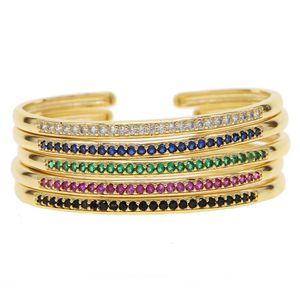 innerlijke diamater 58-60 open passen bangle armband cz verharde cirkel band klassieke kleurrijke geboortesteen vergulde vrouwen bracelets292S