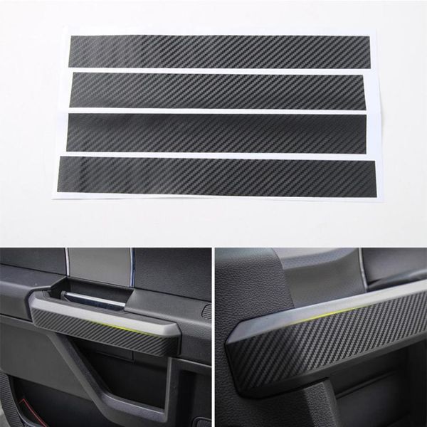 Pegatinas de fibra de carbono para manija de puerta Interior, accesorios de Interior de coche negros, aptos para Ford F150 201520161409727