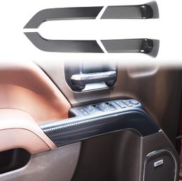 Accessoires de garniture de poignée de porte intérieure, fibre de carbone ABS 4 pièces pour Chevrolet Silverado GMC Sierra 2014-2018 accessoires intérieurs