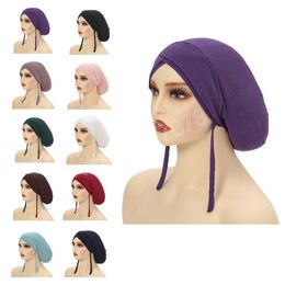 Cappello interno Donne Musulmane Cofano Hijab Turbante Tie Back Elastico Underscarf Chemio Cap Arabo Islam Berretti Copricapo Copertura Mujer