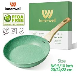 Innerwell Home Kitchen 89511 pouces antiadhésive Pan à frire poêle Pot d'oeuf non toxique en pierre saine compatible tous les poêles 240415