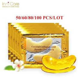 Innicare 506080100 PCS Crystal Collagène Gold Eye Mask Anti Dark Circles Beauty Patches pour les soins de la peau des yeux Cosmetics coréens 240514