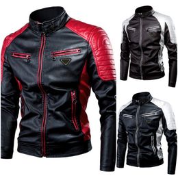 Innovatief designerjack Slim Fit Faux Leather Jacket voor mannen en vrouwen klassieke motorfiets pu lederen jas lente herfst standaard piloot ritsjack