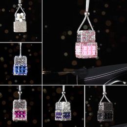 Innovatieve Diamond Perfume Bottle gemonteerd boorstuk parfumhanger met hangtouw voor autodecoraties Luchtverfrisser Boshp