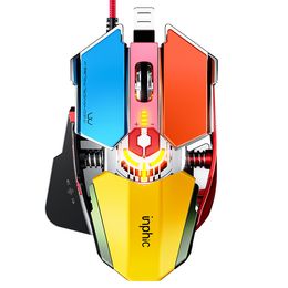 INPHIC PG6 souris filaire matériel de jeu esports macro rvb éclairage souris bureau à domicile USB souris d'ordinateur portable de bureau