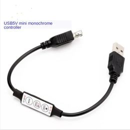 Ingang en uitgang USB-connector 5V Mini monochromatisch led-licht met 3-knops dimmer-stroboscoopcontroller