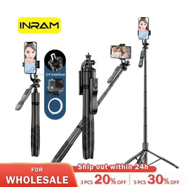 INRAML16 sans fil Selfie bâton trépied support pliable monopode pour caméras d'action Smartphones équilibre tir stable 240309