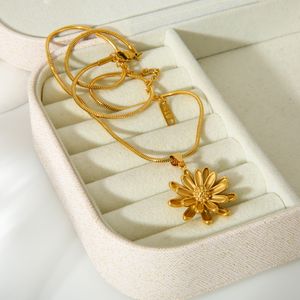 INS 18K Gold Double -yer Small Small Pendants Collier en acier inoxydable Bijoux de fleurs en acier inoxydable