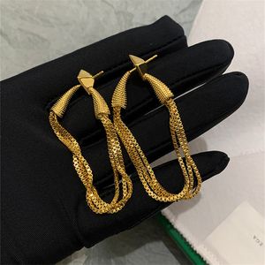 INS 2022 Uniek Gold Long Tassel oorbellen Stud Vrouw Trendy merk Niche Design High-End Fashion All-match sieraden Geschenkaccessoires