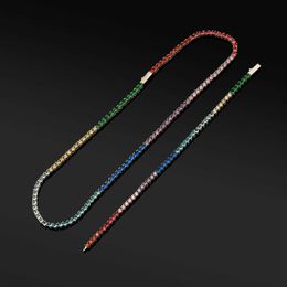 Ins 3mm kleurrijk contrast tennisketen ketting armband voor mannen vrouwen heren en dames hiphop persoonlijkheid goud vergulde kubieke zirconia australië sieraden geschenken