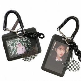 INS ACRYLIC FOTOCARD HOUDER KPOP IDOL KAART HOUDER Transparante foto mouwen draagbare ID buskaart beschermer hanger Keychain 45JR#