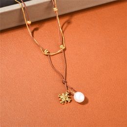 Ins Antique Double Layer Necklace Pearl Pendant Populair ontwerp Mode Temperament veelzijdige vrouwelijke sieradenaccessoires