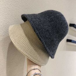 Ins automne et hiver chapeau de pêcheur coréen tricoté en laine femmes épaissie maintien au chaud mode ligne polyvalente seau bassin chapeau 231015