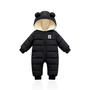 Ins herfst winter kind overalls geboren baby jongens dikke katoenen jumpsuit voor meisjes hooded romper baby kleding 3-12m 211011