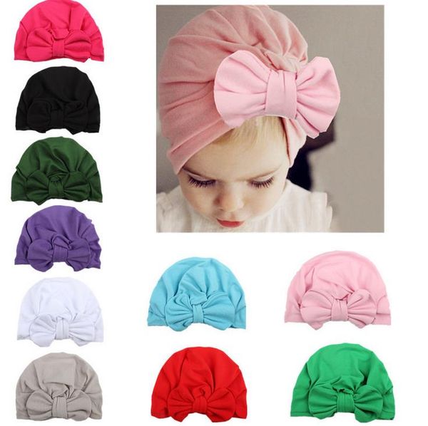 Ins Bébé Arc Chapeau Bowknot Caps Europe Style Turban Noeud Headwrap Chapeaux Filles Infant Inde Chapeaux Enfants Automne Hiver Bonnet 13203