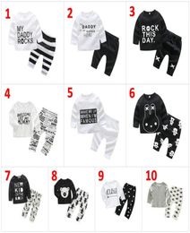 Ins Baby Boys Kleding Letter Outfits Kinderen Print Topstriped Leopard Bear Pants 2PCSSet 2018 Autumn Boutique Kids Clothing Set8317782