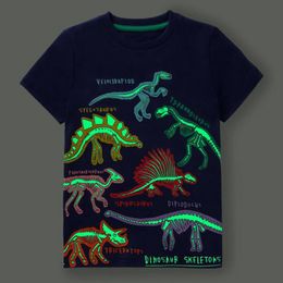 Ins babykleding katoen peuter jongens t shirt dinosaurus print kinderen tops short mouw baby tees zomer kinderen kleding 7 ontwerpen voor 2T-7T DW6838