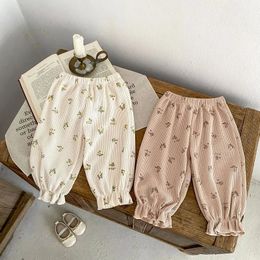Ins Baby Girl Pant 0-3 ans né pour enfants élastiques Taies de taille élastique Coton Panton Waffle Match Jogger Bottom Casual Spring Vêtements 240521