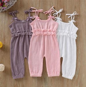 INS Baby Girl Rompers Ropa para bebés recién nacidos Manga acampanada para niños pequeños Diseñador de encaje sólido Mameluco Mono Transpirable One Piece Onesie D5623829