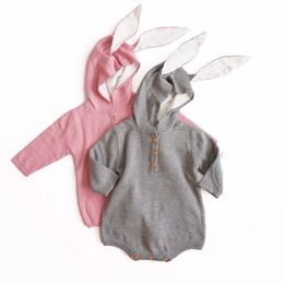 Ins baby meisjes brei romper schattig peuter bunny oor lange mouwen breien jumpsuit mode cartoon beer baby jongens casual onesie y2557