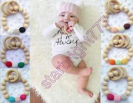 Ins Baby Infant Rainbow Bracelets en bois bébé Soothers Teether Breft Wood Perles de dents