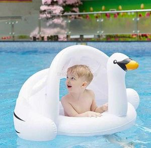 Ins bébé gonflable flamingo cygne siège anneau avec parasol flottant bébé eau plage jouet enfants natation flotteurs matelas tubes