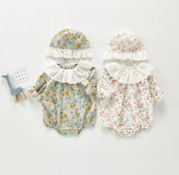 Ins Baby Kinderkleding Lange Mouw Ruffles Kant Collar Full Flower Romper 100% Katoen Baby Klim Lente Herfst Meisje Exquisite Romper