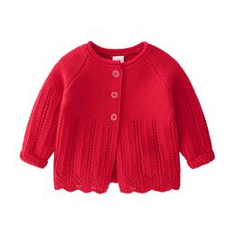 Ins baby voor kinderen kleding trui vest met knopen trui witte kleur 100% katoenen boetiek uit holte meid voorjaar herfst trui