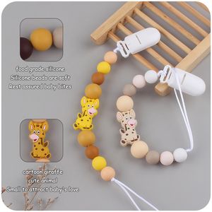 INS bébé silicone petite girafe et perles sucettes jouets de dentition perles de santé sûres chaîne de formation de sucette de dentition