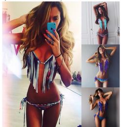 INS Strand Zonnige Vakantie Sexy Kwastje Badmode Vrouwen Gewatteerde Boho Fringe Bandeau Bikini Set Badpak Dame badpak kg5241900987