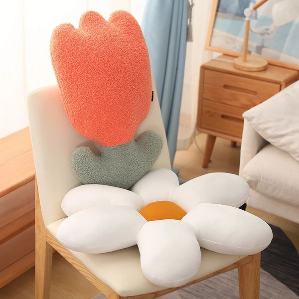 Ins – coussin en peluche de belles fleurs, plantes, jouet en peluche, fleur de tulipe, oreiller doux pour canapé-lit, tapis de sol, décoration de chambre de filles, cadeau LA305