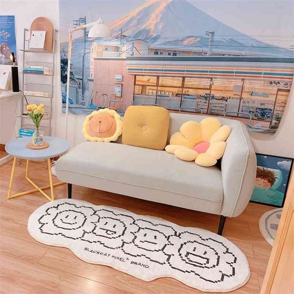 Ins Chambre Chevet Tapis Mignon Dessin Animé Baie Fenêtre Tapis Doux Salon Tapis De Sol Antidérapant Lavable Respirant Absorber Les Tapis De Poussière 210917