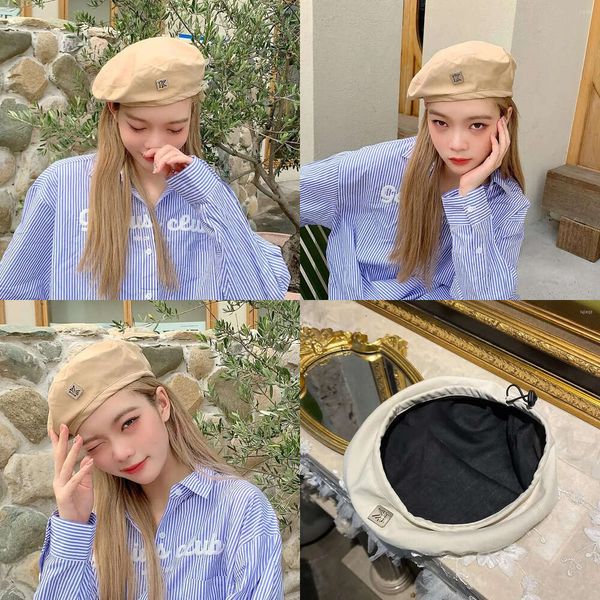 INS BERETS Net Red Beret Hat Femelle Hongkong Trend Cool Hip-hop Metal Letter Fashion Wild Wild Wild Korean Printmaker Qualité Original Qualité