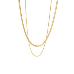 Ins Blade Ketting Flat Snake Chain Fried Dough Twists Chain Double Layer Necklace Fashion Designer ketting Groothandel