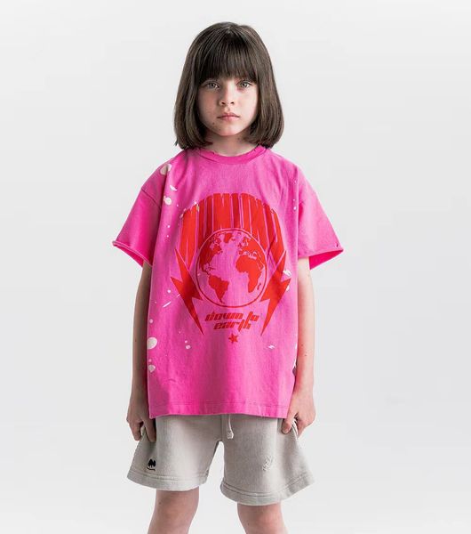 INS Garçons Filles lettre de dessin animé imprimé T-shirt NU 2024 enfants manches courtes t-shirts occasionnels été enfants couverture en coton vêtements S1111