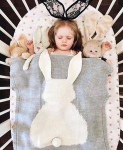 Ins Bunny Oren Deken Drie-Dimensionale Konijnen Kindergebreide Tapijt Strand Mat Baby Holding RUG