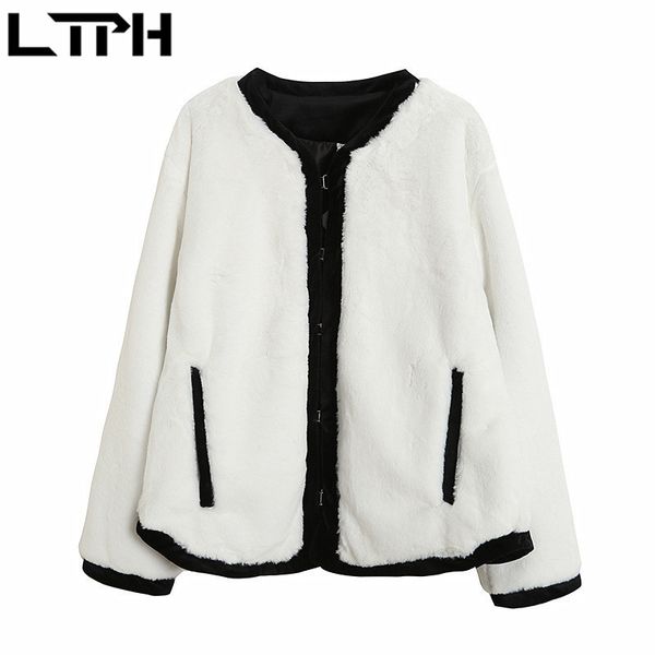 Ins Casual Lâche Fausse Fourrure Manteau Femmes Mode Élégante Haute Qualité Veste En Peluche Épaissir Chaud Lettre Outwear Hiver 210427