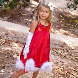 Ins mouwloze prinsessenjurk met kerstmeisjes en paillettenrok voor kinderen