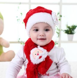 Ins Christmas Hoed en Scraf Warrm Pasgeboren Baby Knit Santa Hoed Sjaals Pluche Winte Rinfant Muts Peuter Boy Girl Cap