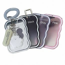 Ins Clear Visible Jelly Silice Cards Protecting Cover Student Student Bus Bus Campus Meal Carte Solder avec Spring Corde Pendant Keychain L9GC #