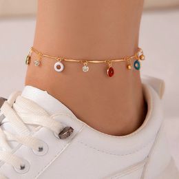 INS Coloré Donut Bonbons Pendentif Simple Couche Or Cheville Géométrique Alliage Lmitation Diamant Cheville Bijoux Femme