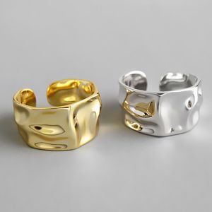 INS Cool Style Fashion Onregelmatige Concave Convexe Goud Zilver Ring Temperament Galvaniseren Ring Vrouwelijke Opening Sieraden