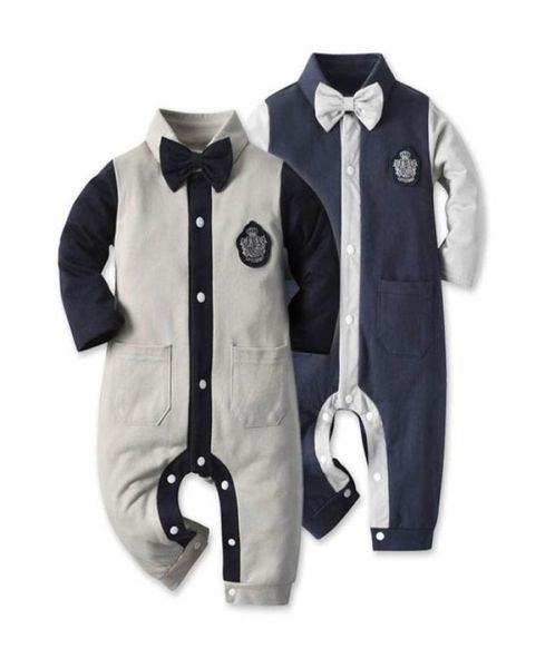 INS Cotton Gentleman Boys Long manches à nœud noir noix-noix de nouveau-née Baby Boy Clothes Infant Jumps combinaison B3367952394