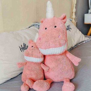 Ins schattig 4570 cm roze eenhoorn met grote tanden speelgoed knuffels Unicorn Dolls Home Decor Kids Sussen Dolls Birthday Xmas Gift J220729