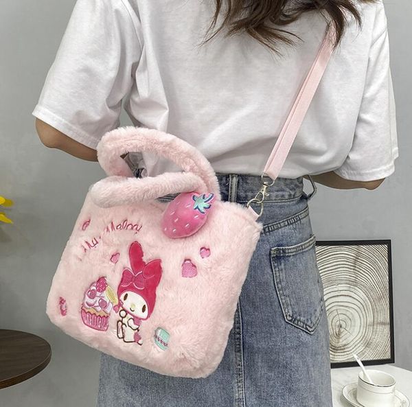 Ins mignon Cinnamoroll Kuromi En Peluche Sac À Main Fille Mignon Doux Kitty Chat Accessoires Messenger Sac Filles Cadeau D'anniversaire 4 couleurs