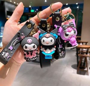 Ins mignon Kuromi caoutchouc bijoux porte-clés sac à dos ornement voiture porte-clés cadeaux